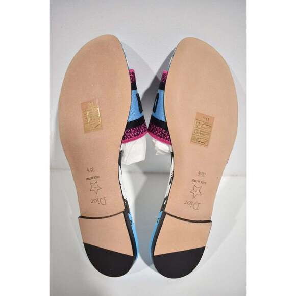 Christian Dior Dway D Jungle Blue Black Embroidered Logo Slide Flat Sandal 35.5 - Picture 12 of 12